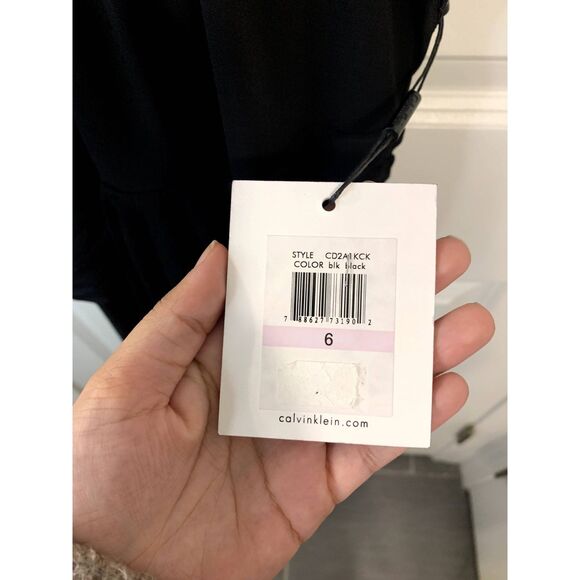 Calvin Klein Black Halter Dress Gold Metal Neck Ring Size 6 - NWT - Picture 7 of 8